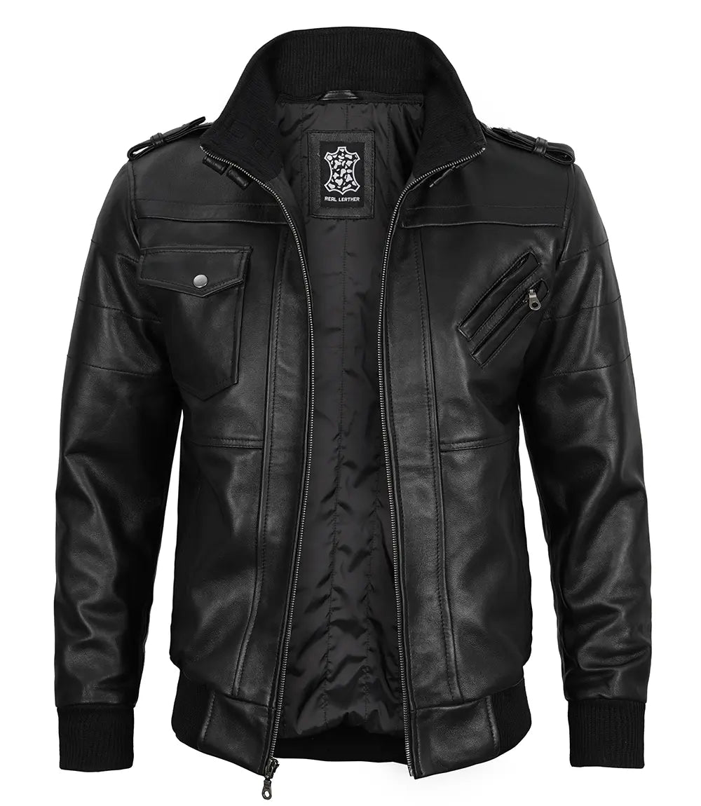 Veste noire à capuche pour homme