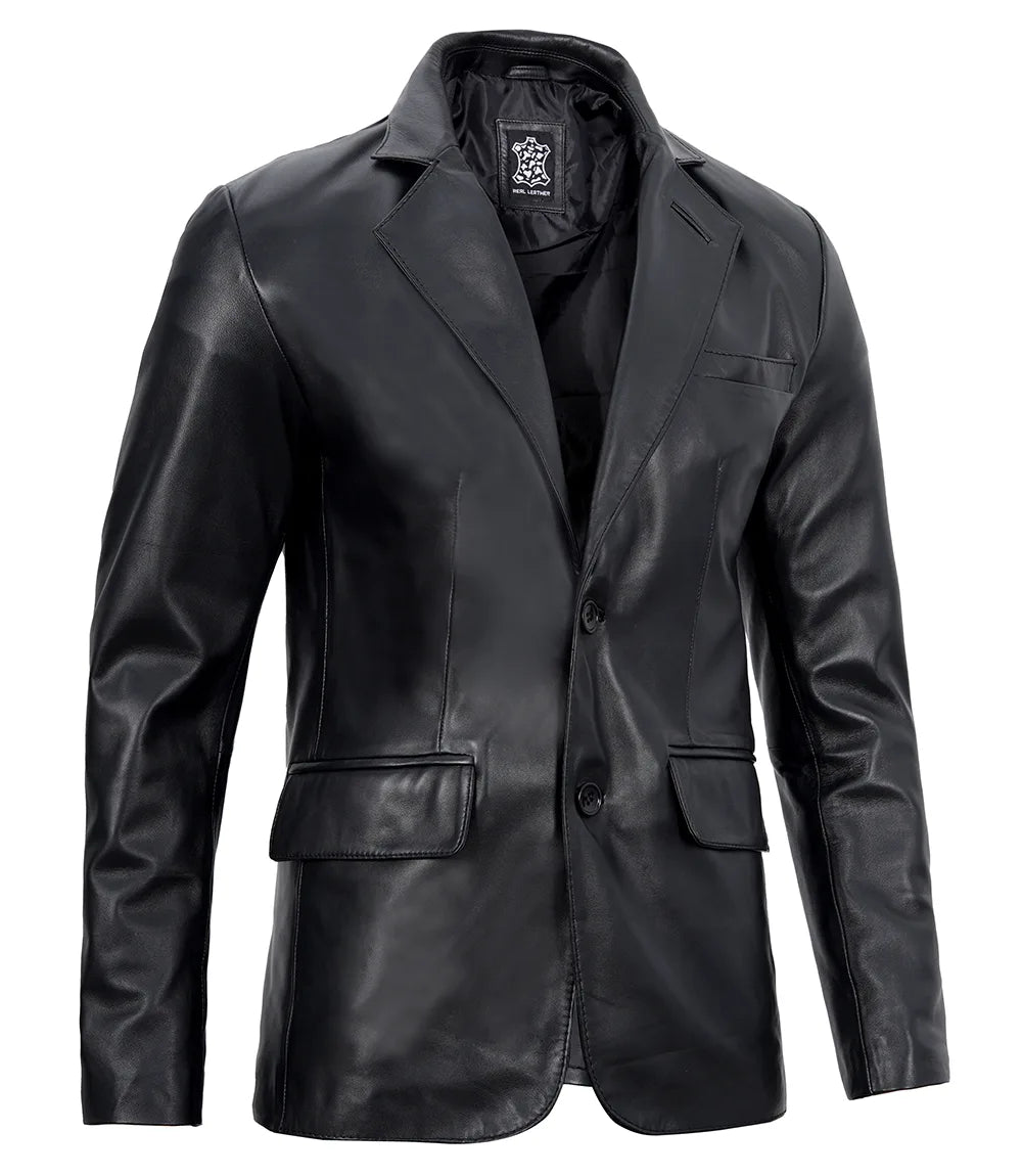 Blazer en cuir noir