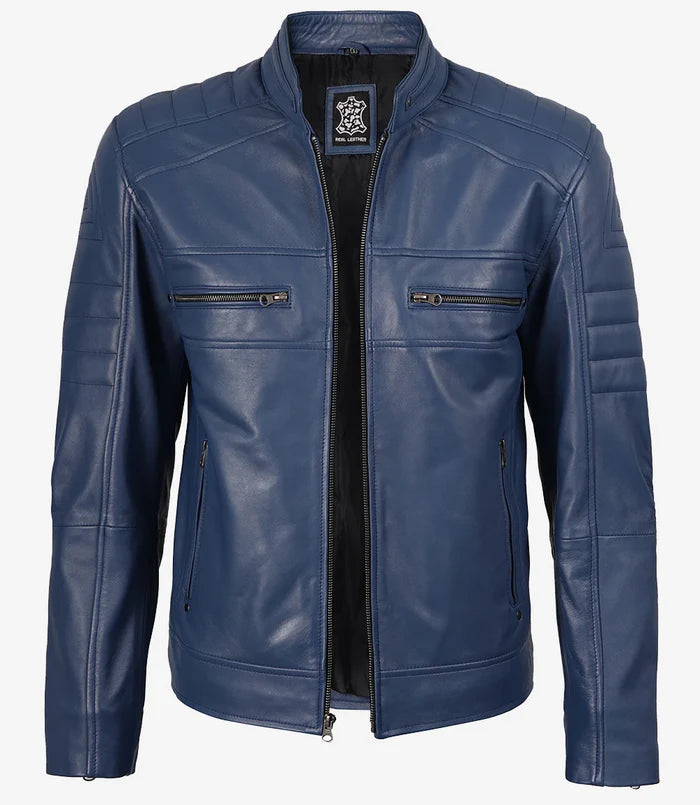 Café Racer Veste en Cuir pour Homme