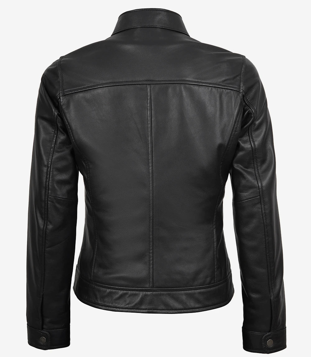 Blouson En Cuir Véritable Café Racer Noir