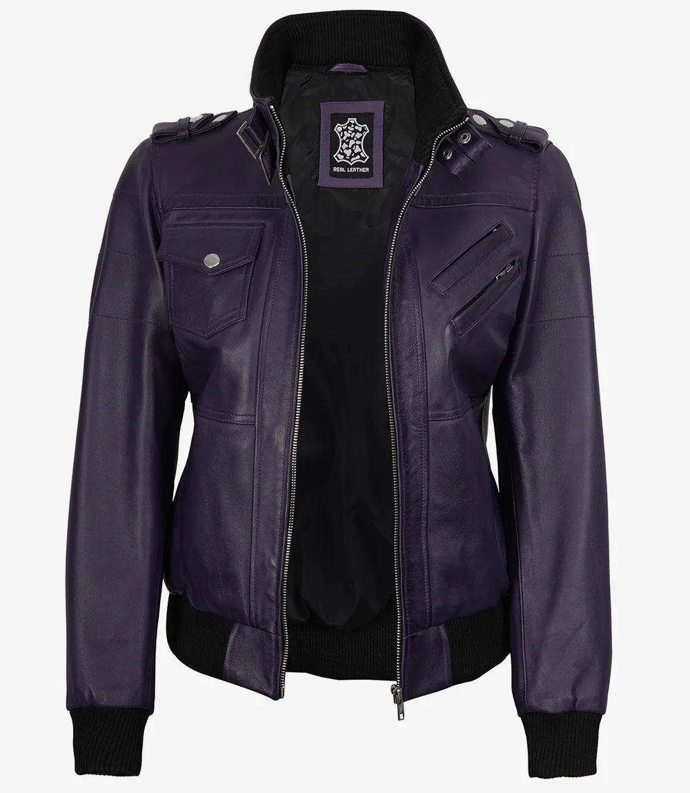 Blouson aviateur en cuir à capuche