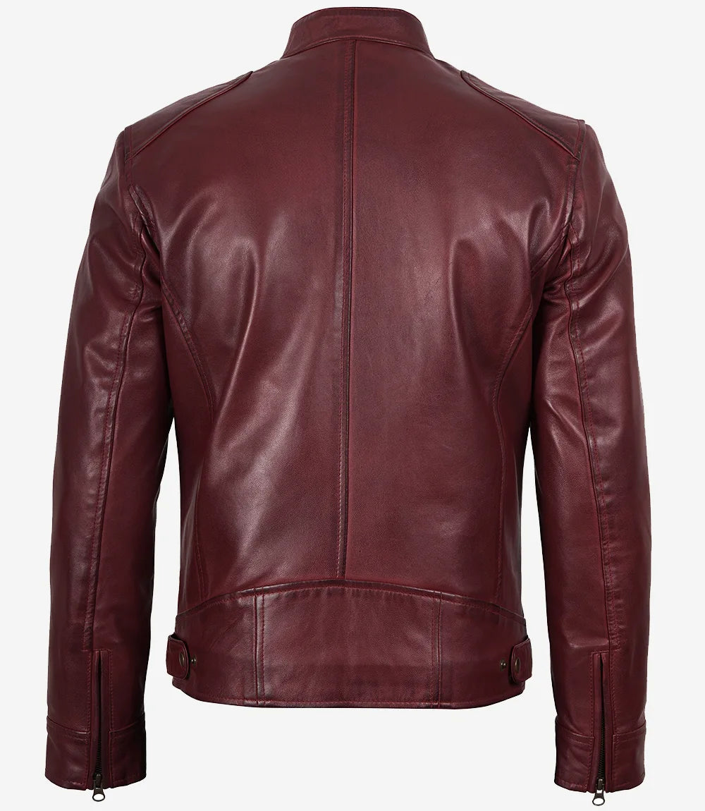 Bordeaux Cafe Racer Veste En Cuir Homme