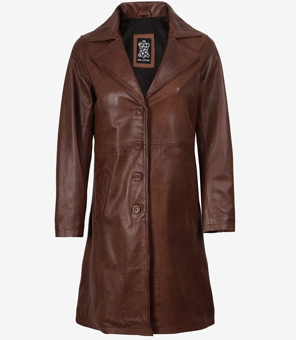 Manteau En Cuir Cognac Pour Femme