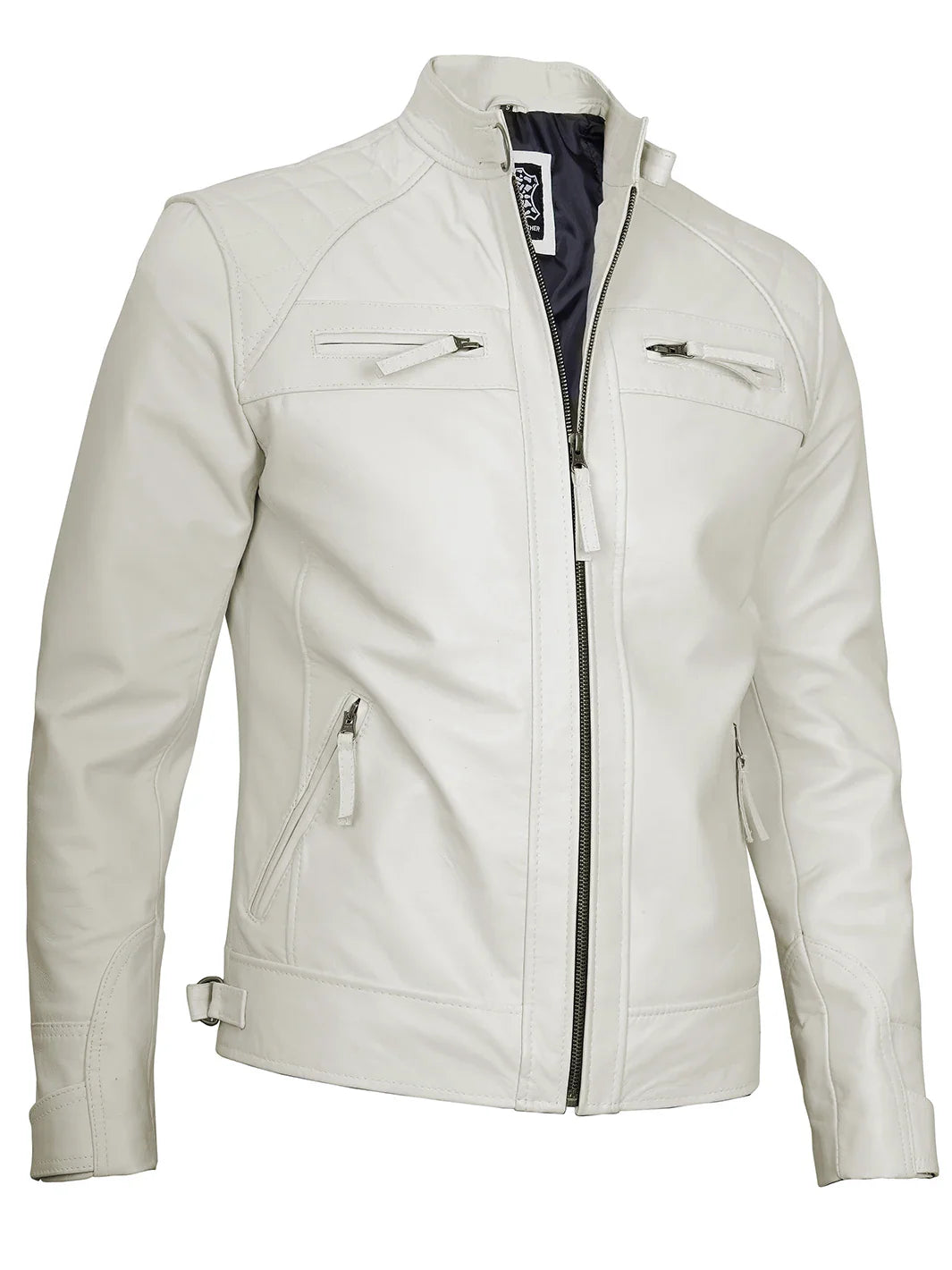 Veste en cuir Cafe Racer pour homme