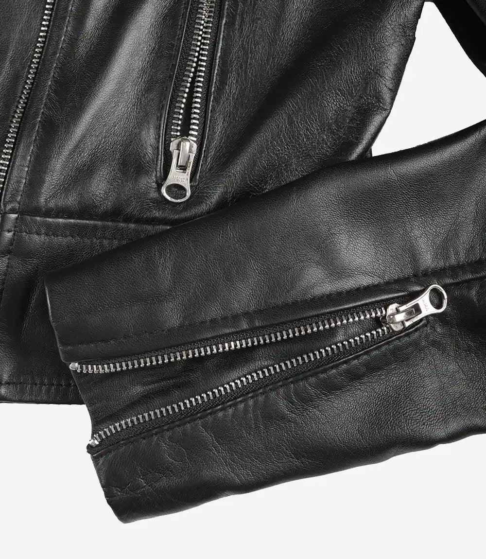 Colleen Noir Veste Courte En Cuir