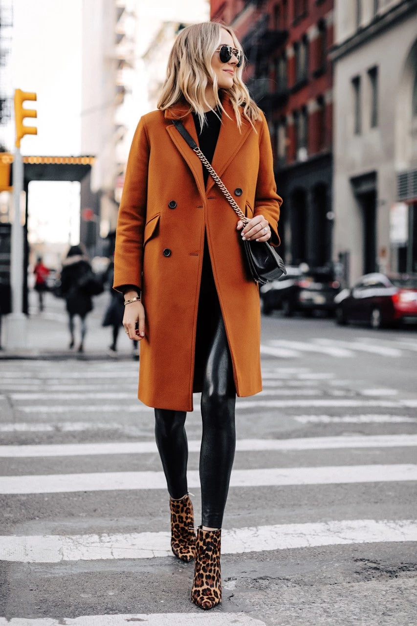Femme Marron Rouille Manteau En Laine