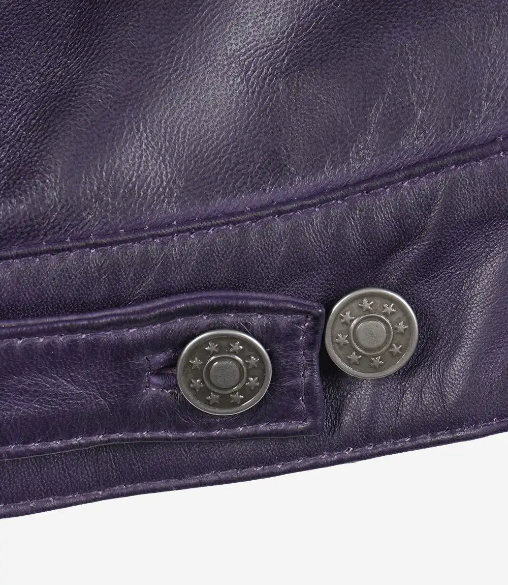 Veste en cuir violet pour femme