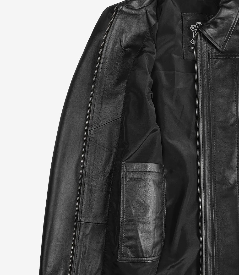 Manteau De Voiture En Cuir Noir