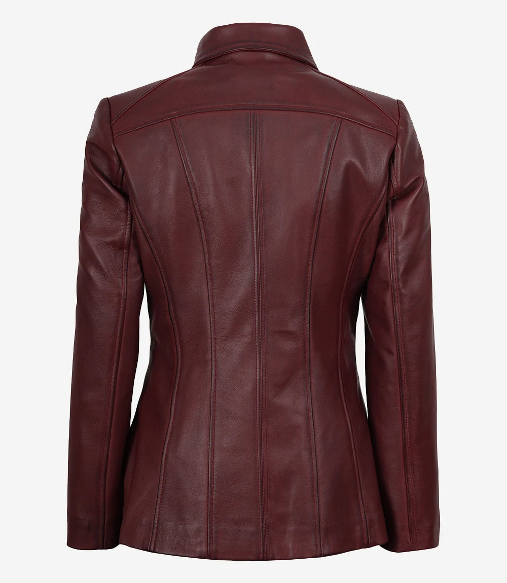 Marsha Manteau ¾ En Cuir Pour Femme