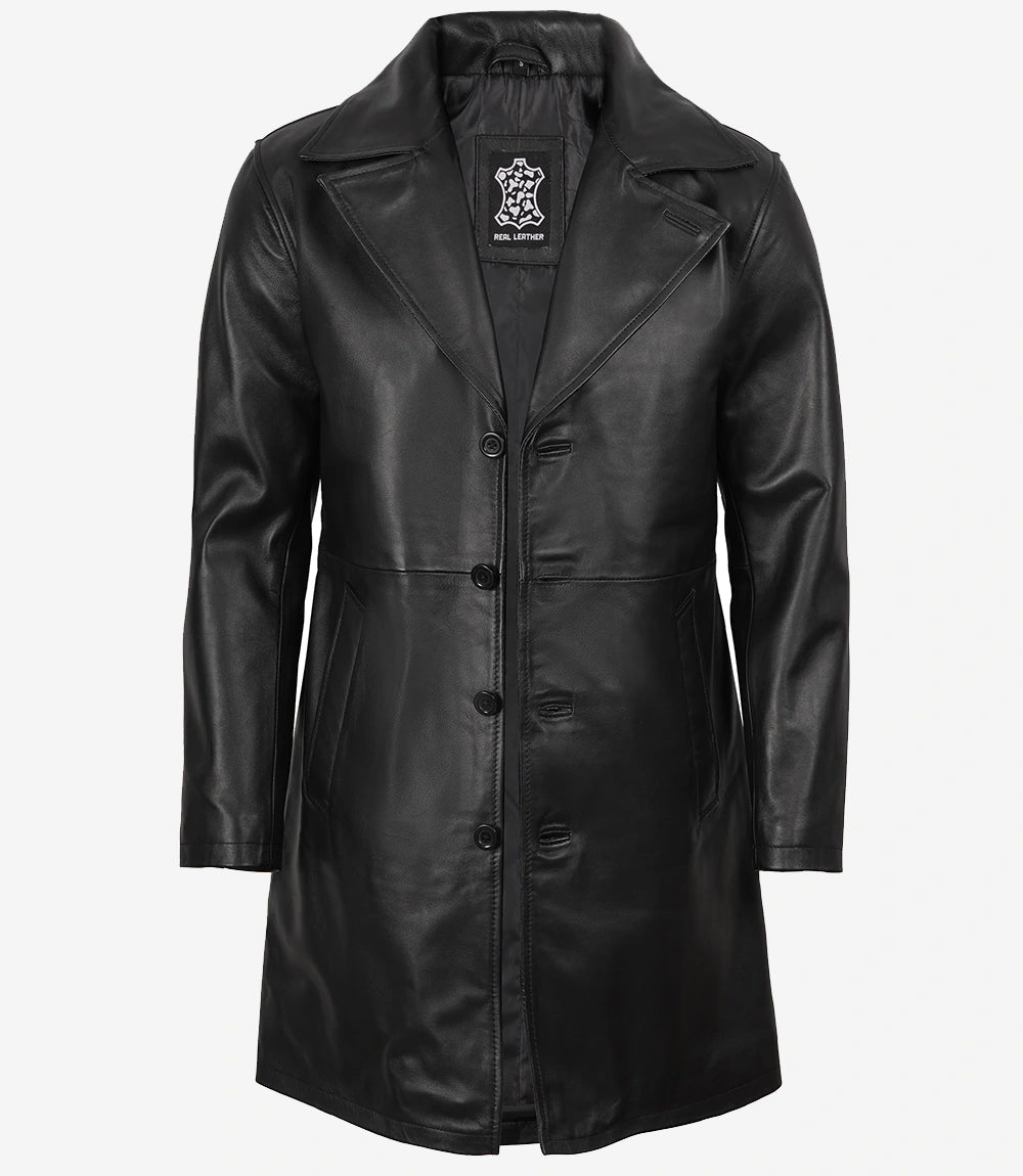 Manteau En Cuir Noir Pour Homme