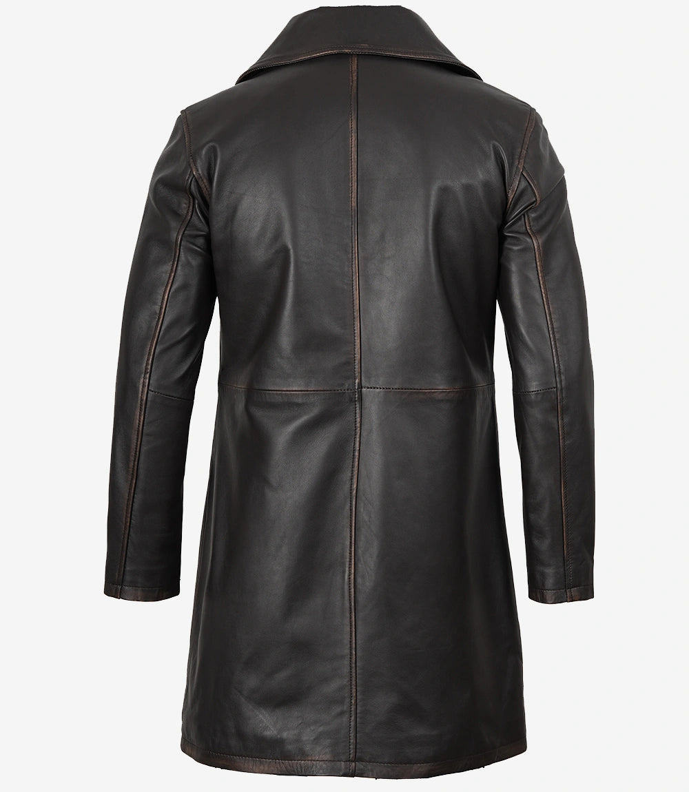 Manteau de voiture en cuir marron Rub Off