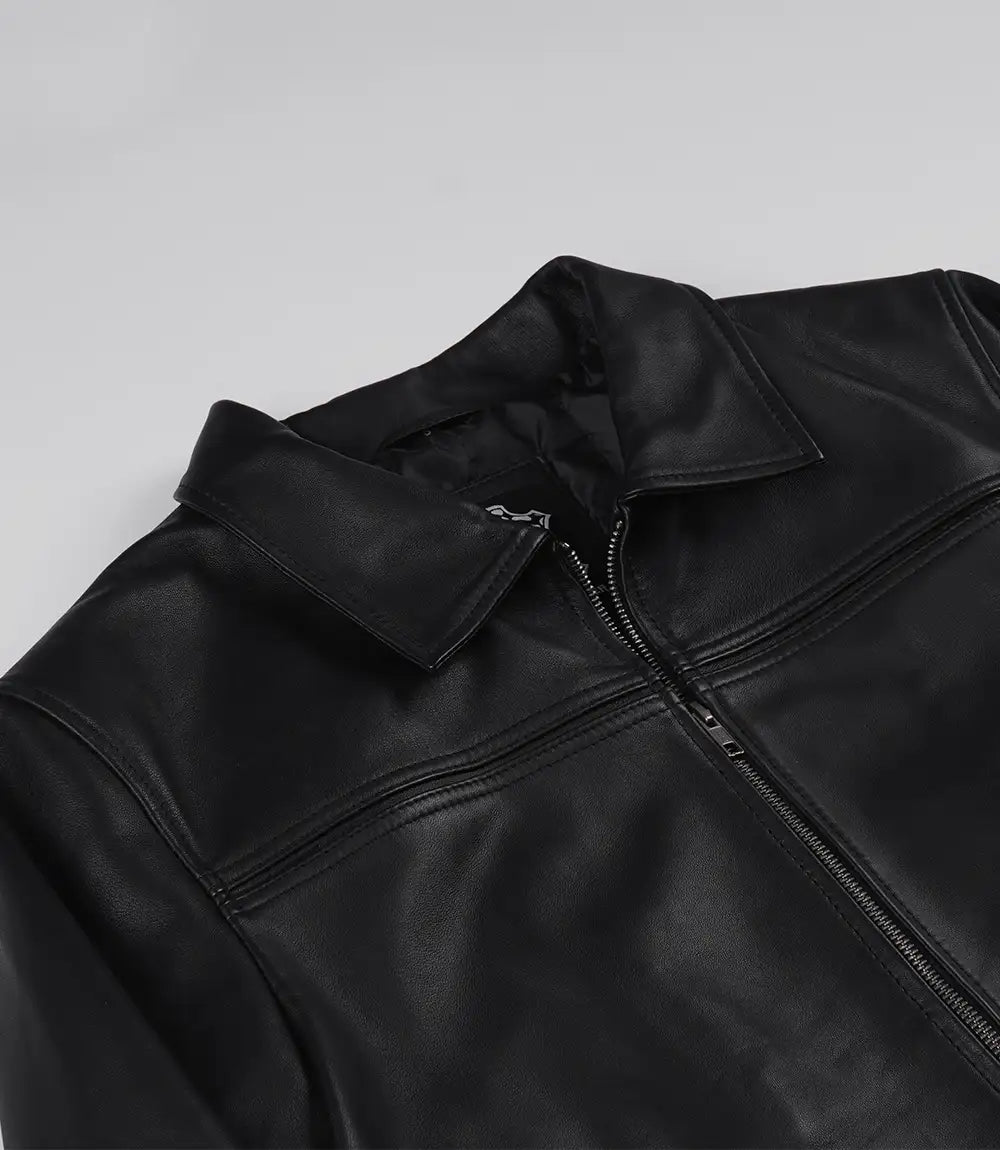 Mark Pour Homme Harrington Noir Cuir D’agneau Blouson