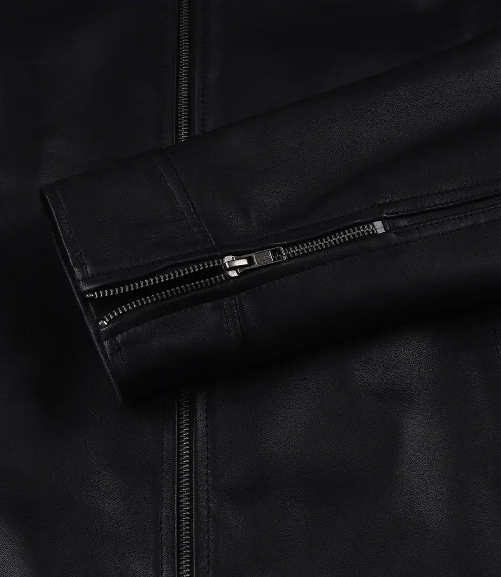 Mark Pour Homme Harrington Noir Cuir D’agneau Blouson