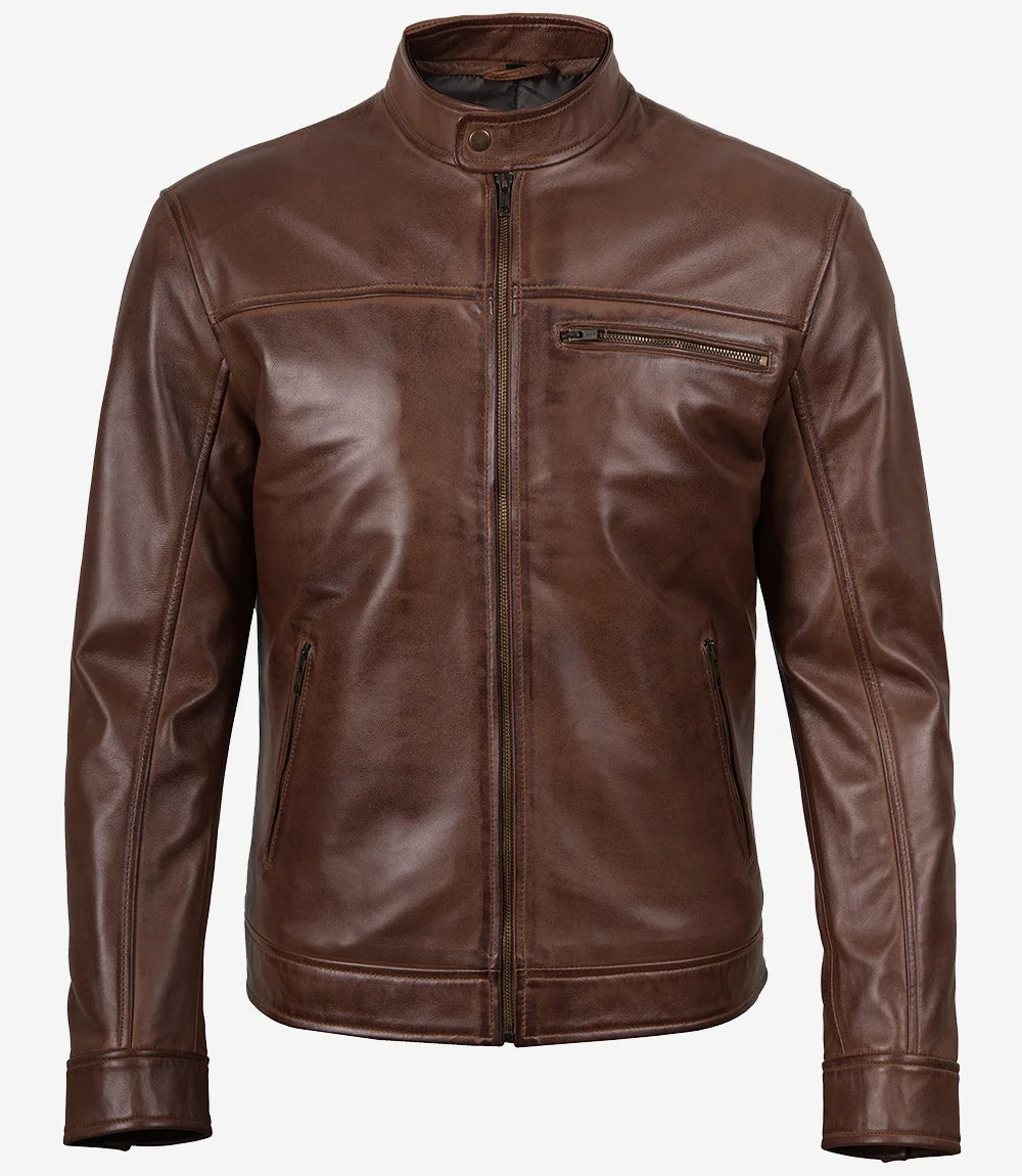 Pour Homme Véritable  Veste Biker En Cuir