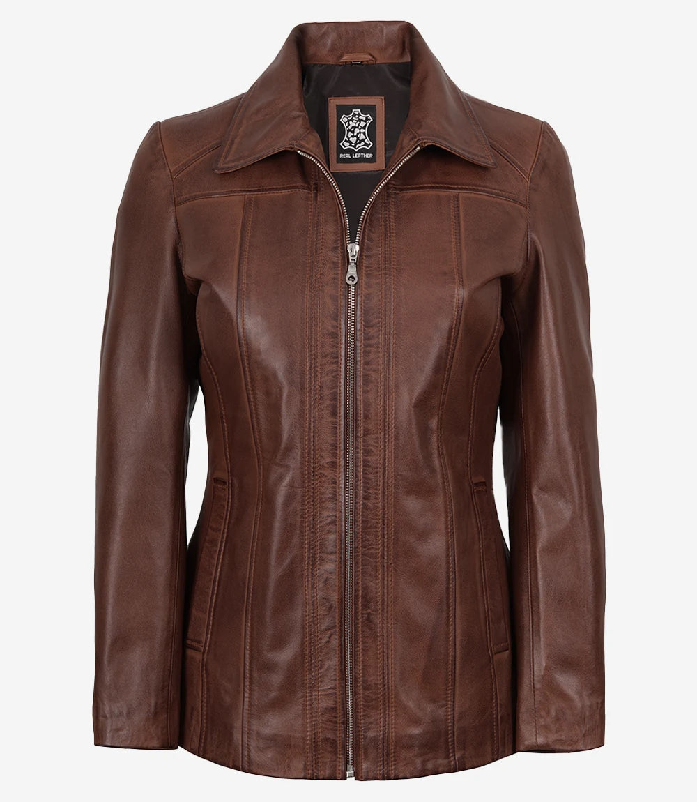 Marsha Manteau En Cuir Pour Femme