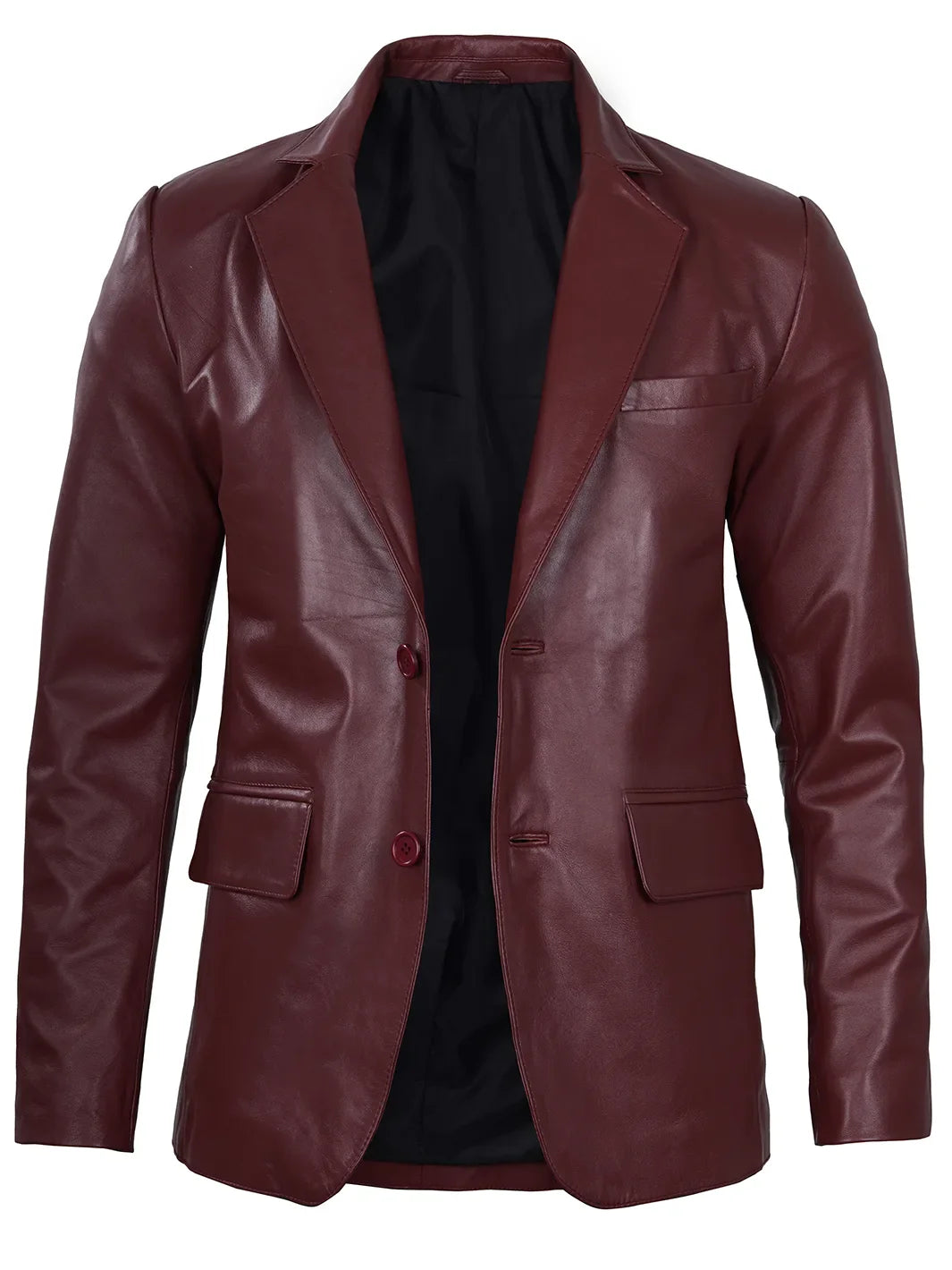 Blazer en cuir à 2 boutons pour homme