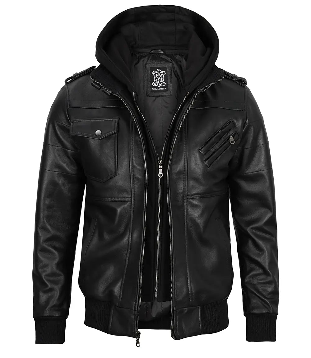 Blouson Bomber Homme à Capuche Amovible