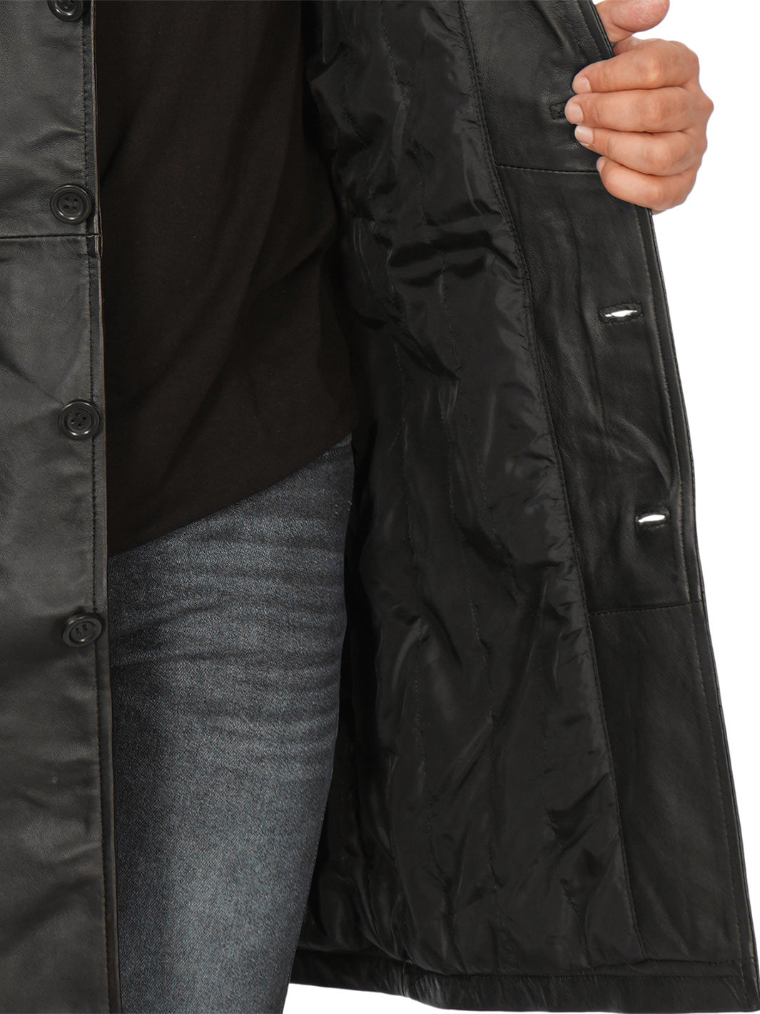 Jackson Manteau de voiture en cuir noir 3/4 longueur homme