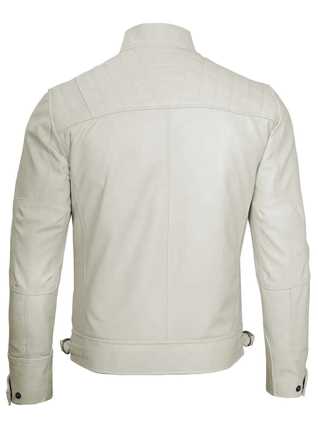 Veste en cuir véritable pour homme blanc cassé