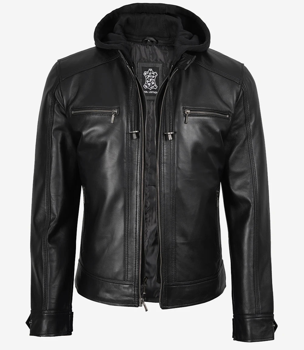 Merrill Blouson En Cuir Noir Pour Homme