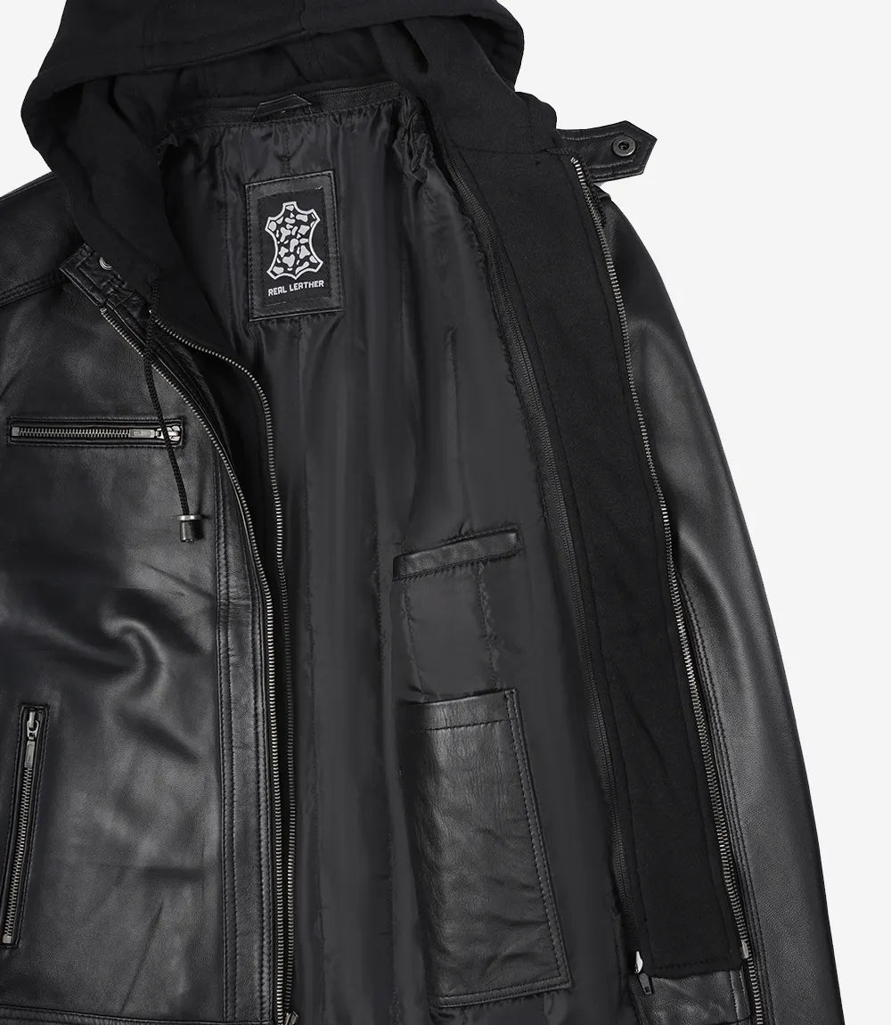 Blouson En Cuir Noir Pour Homme
