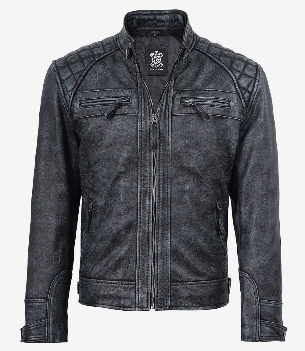 Blouson Biker en Cuir pour Homme