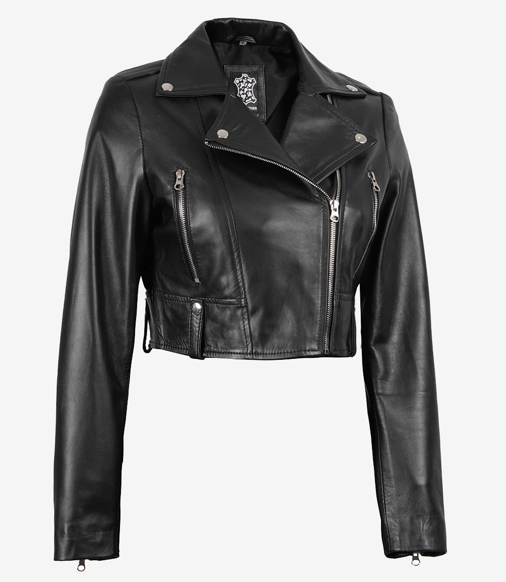 Colleen Veste Courte En Cuir Biker Femme