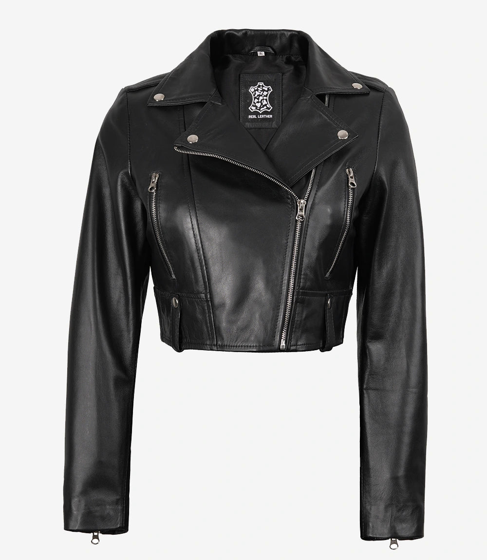 Veste Courte En Cuir Biker Femme