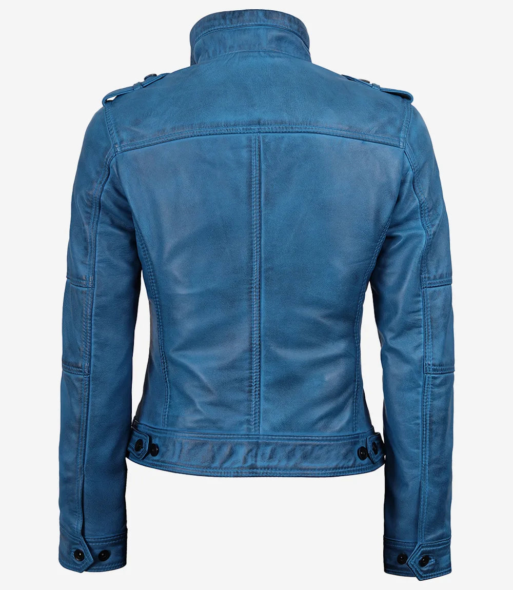 Tavares Veste motard en cuir pour femme