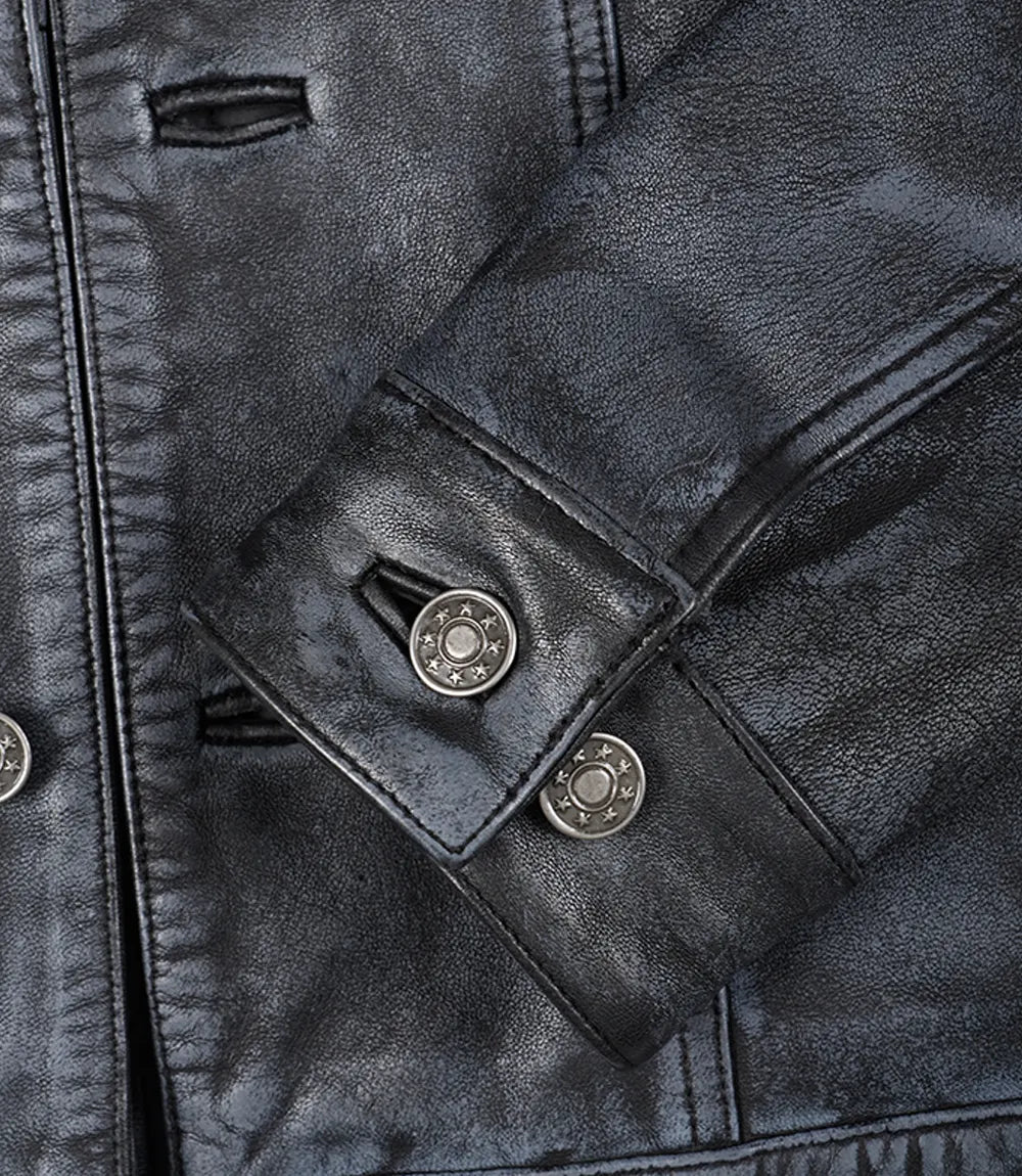 Veste En Cuir Délavé Pour Homme