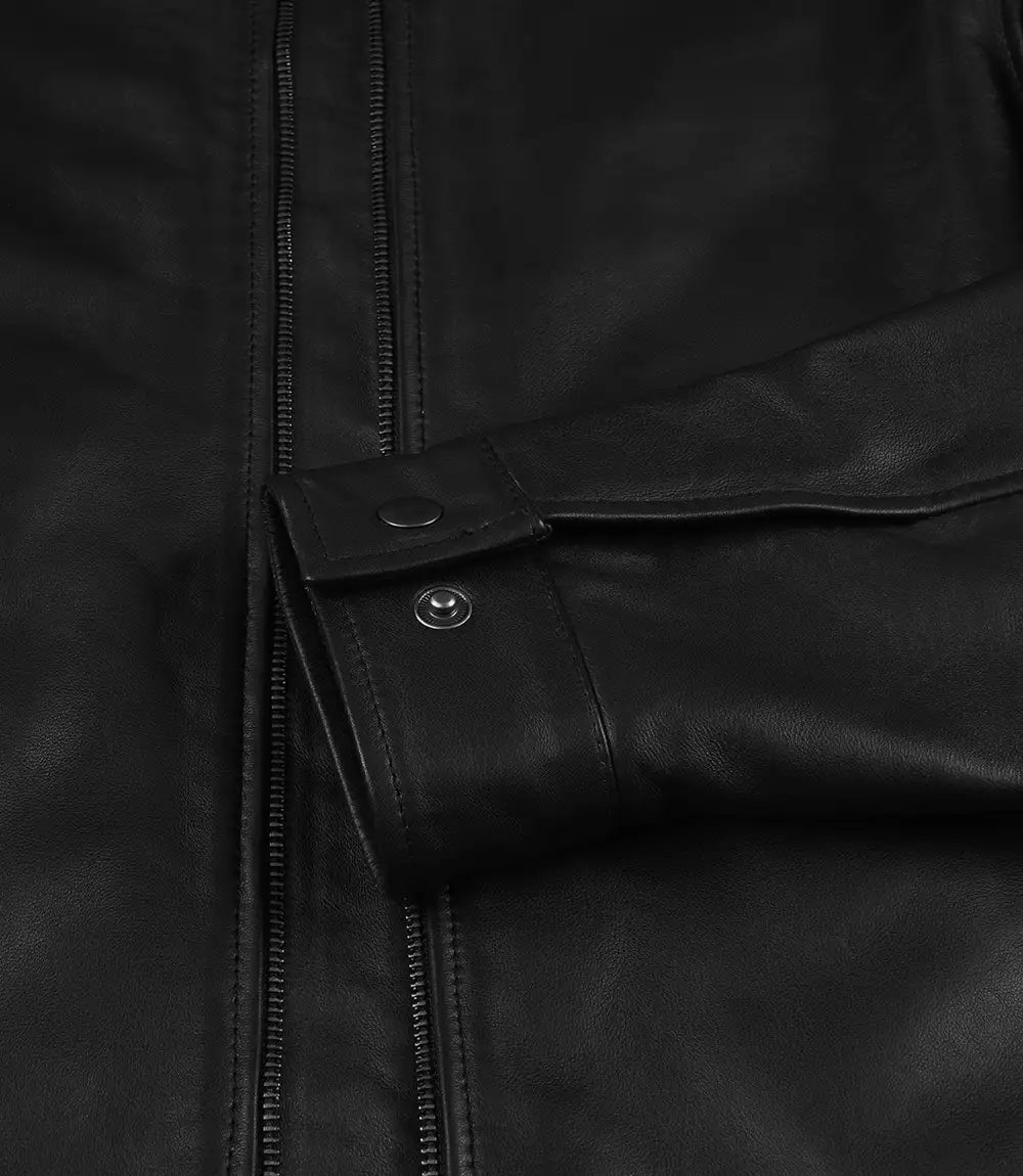 Owen Veste en cuir véritable noir pour homme
