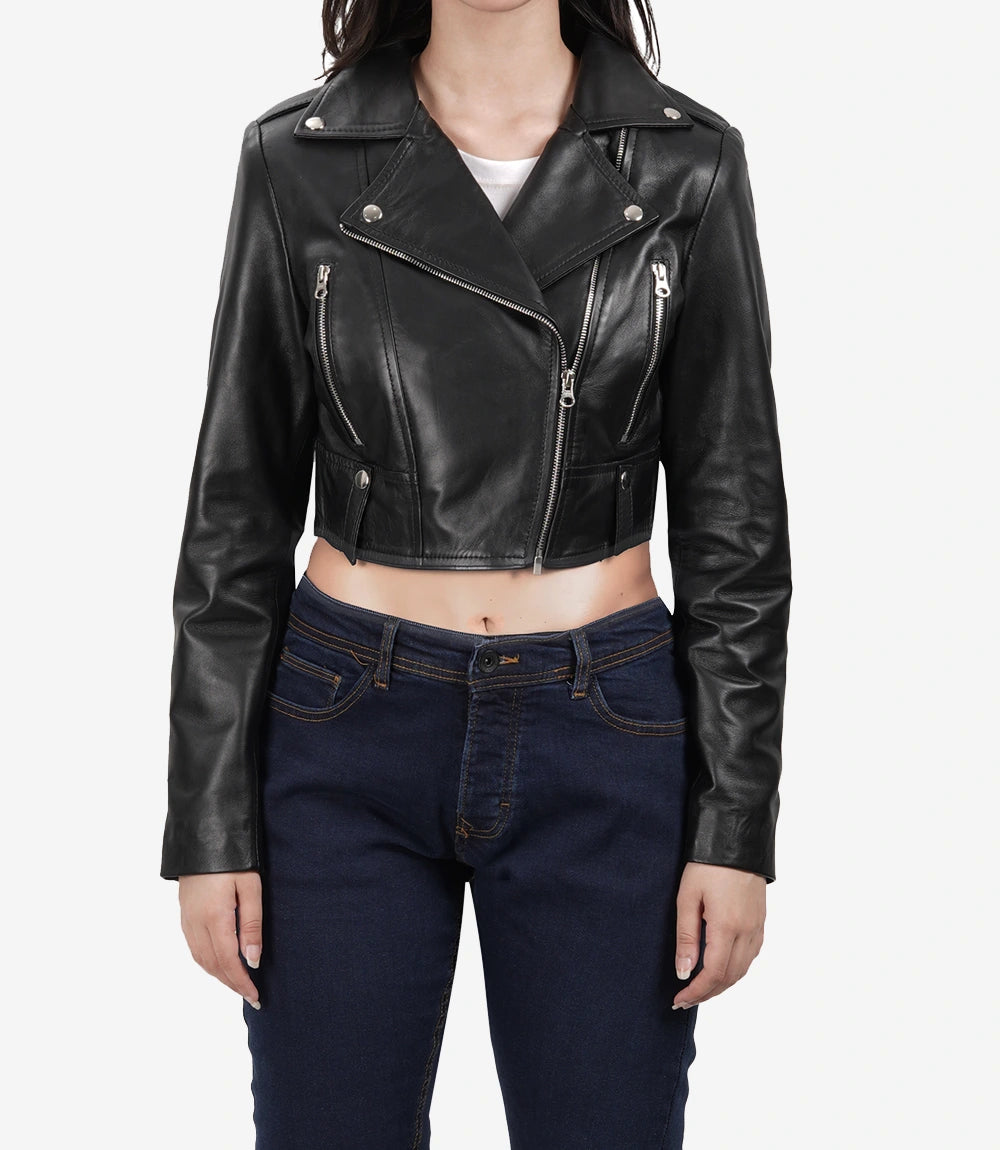 Colleen Noir Veste Courte En Cuir Femme
