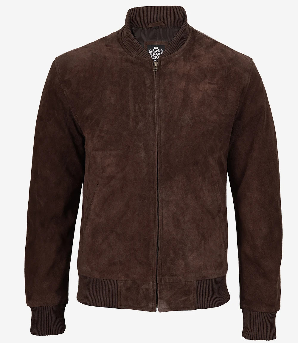 Veste Bomber En Daim Marron Foncé