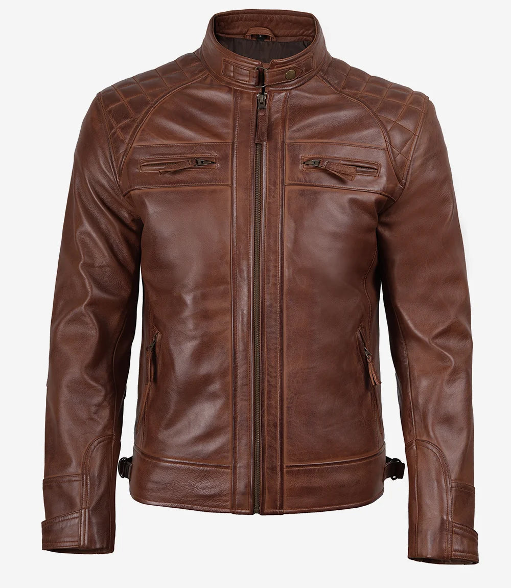 Veste café racer marron pour homme