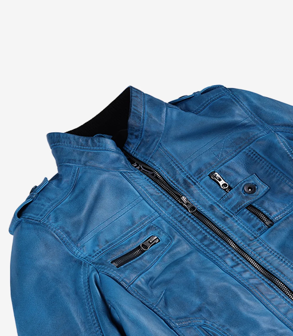 Tavares Veste motard en cuir pour femme