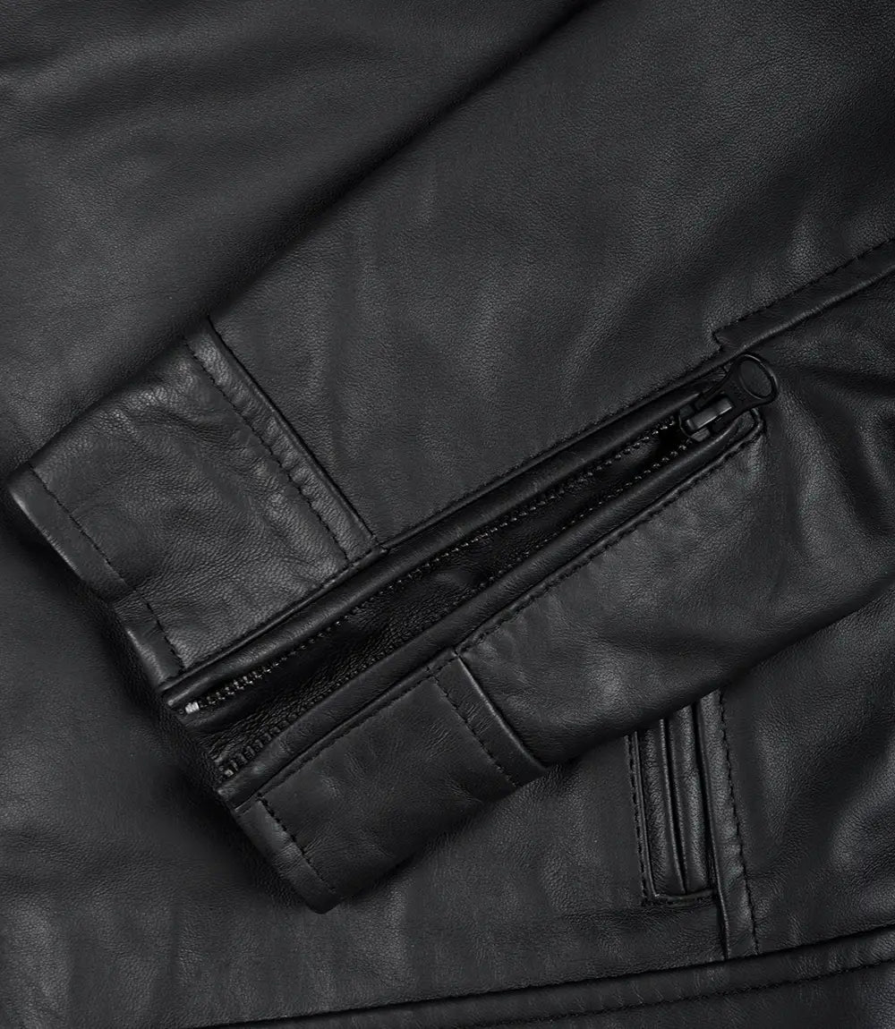 Veste motard en cuir mat pour homme