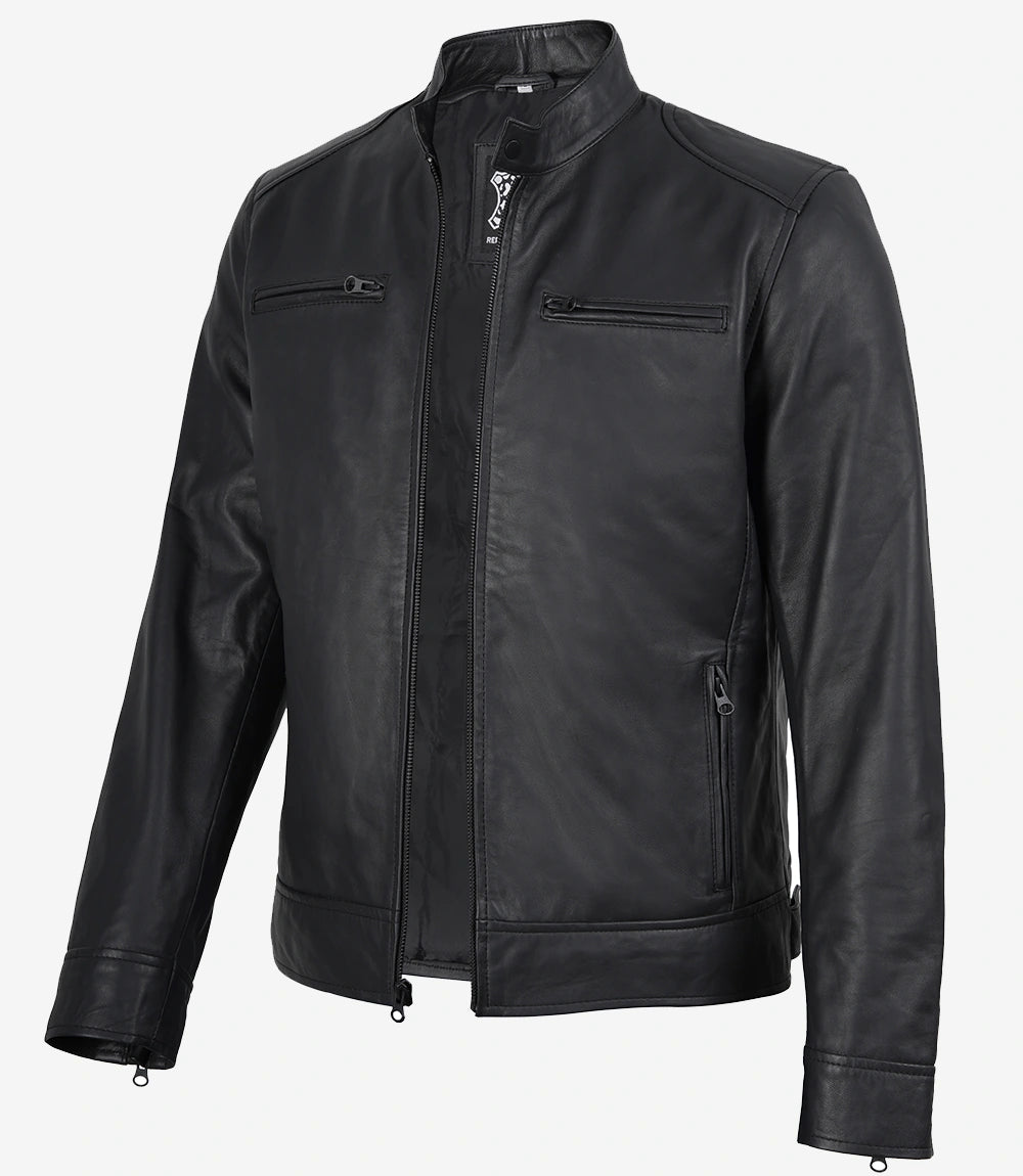 Veste motard en cuir pour homme