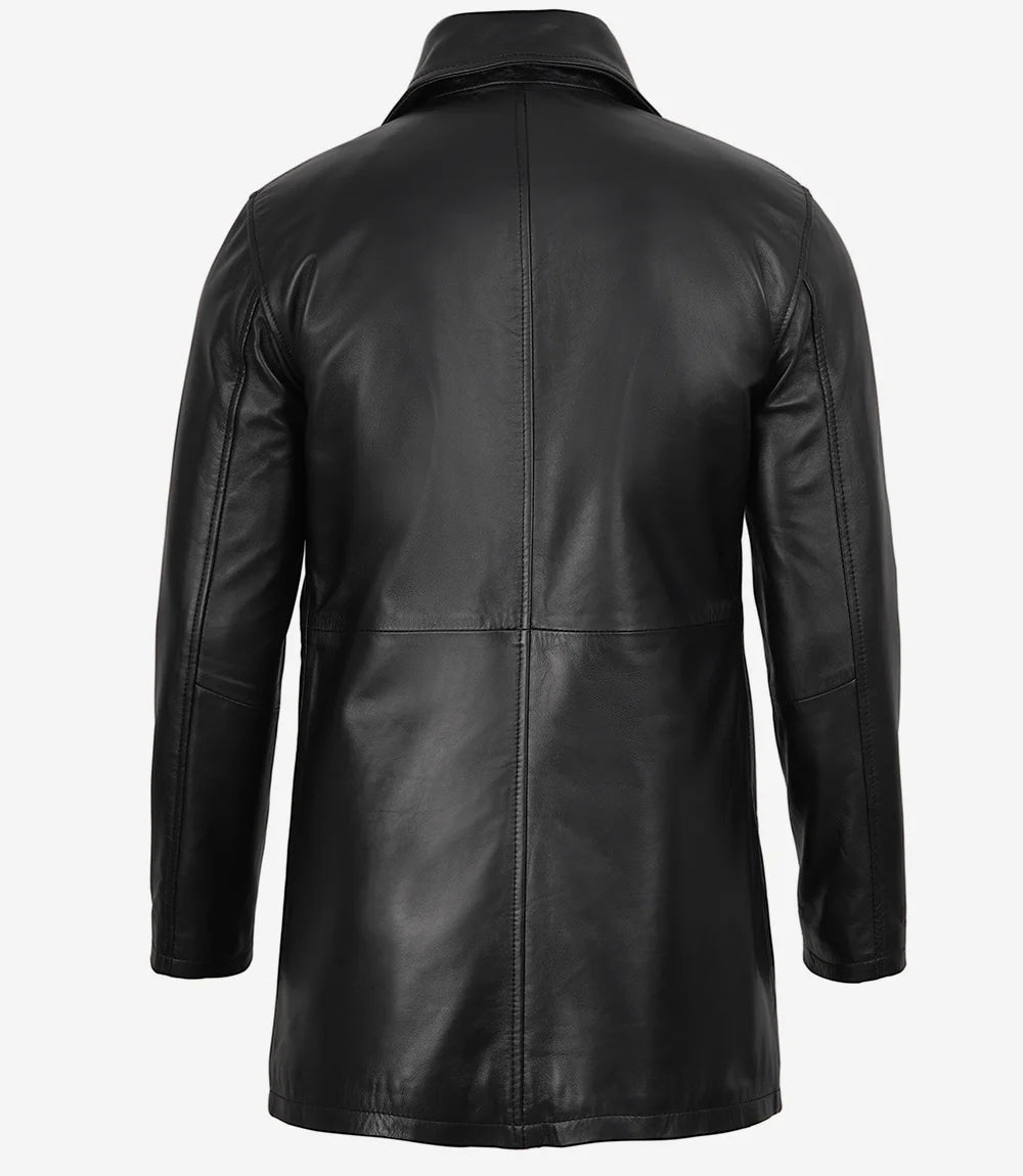 Manteau De Voiture En Cuir Noir Pour Homme