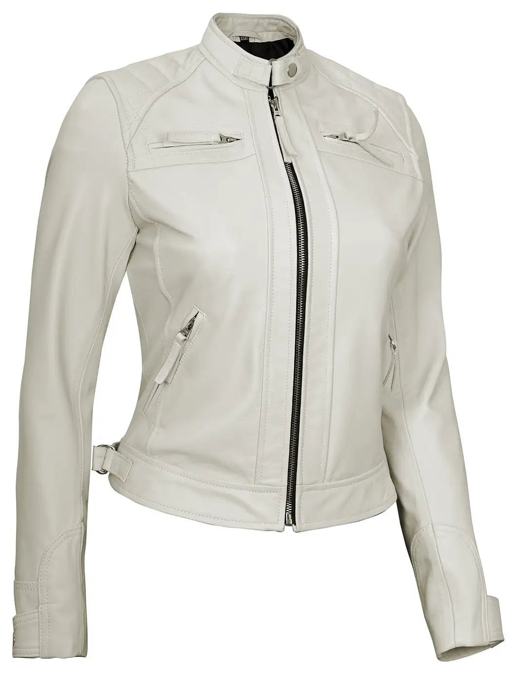Veste en cuir café racer femme