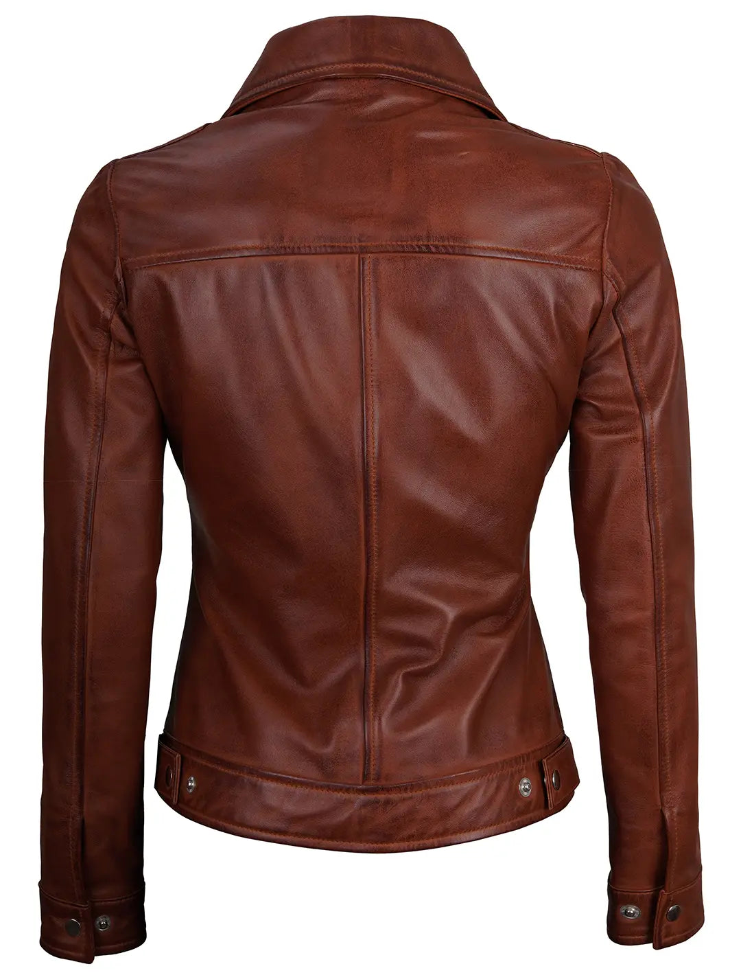Veste cuir wax cognac femme