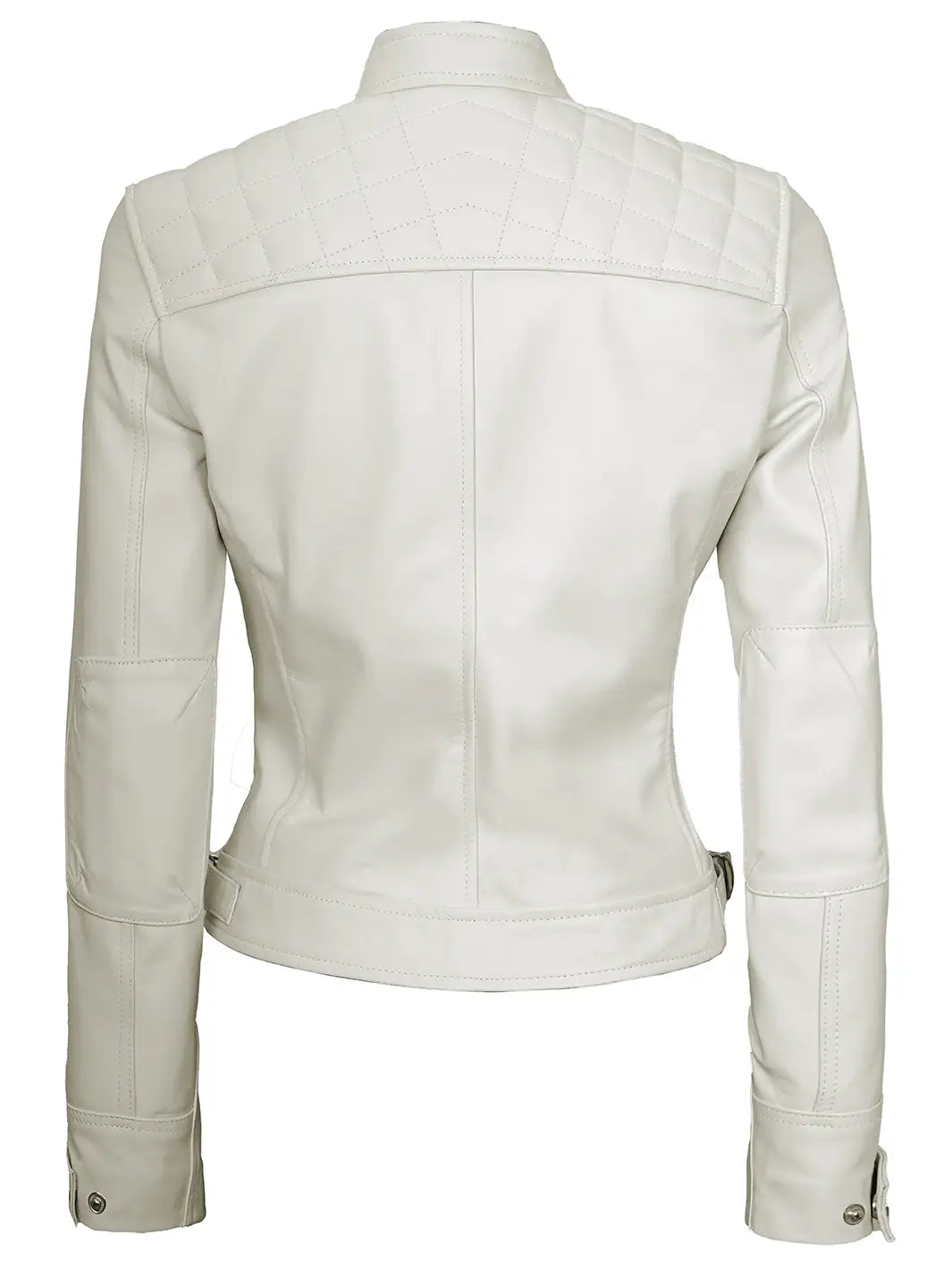 Veste en cuir blanc cassé femme