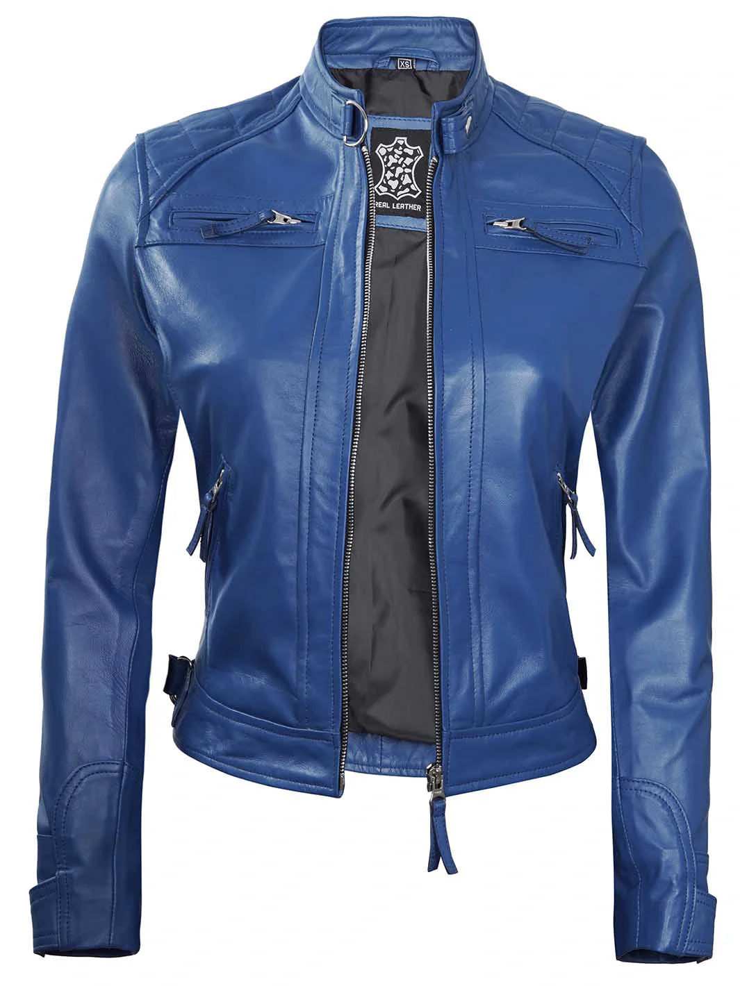 Veste en cuir café racer femme