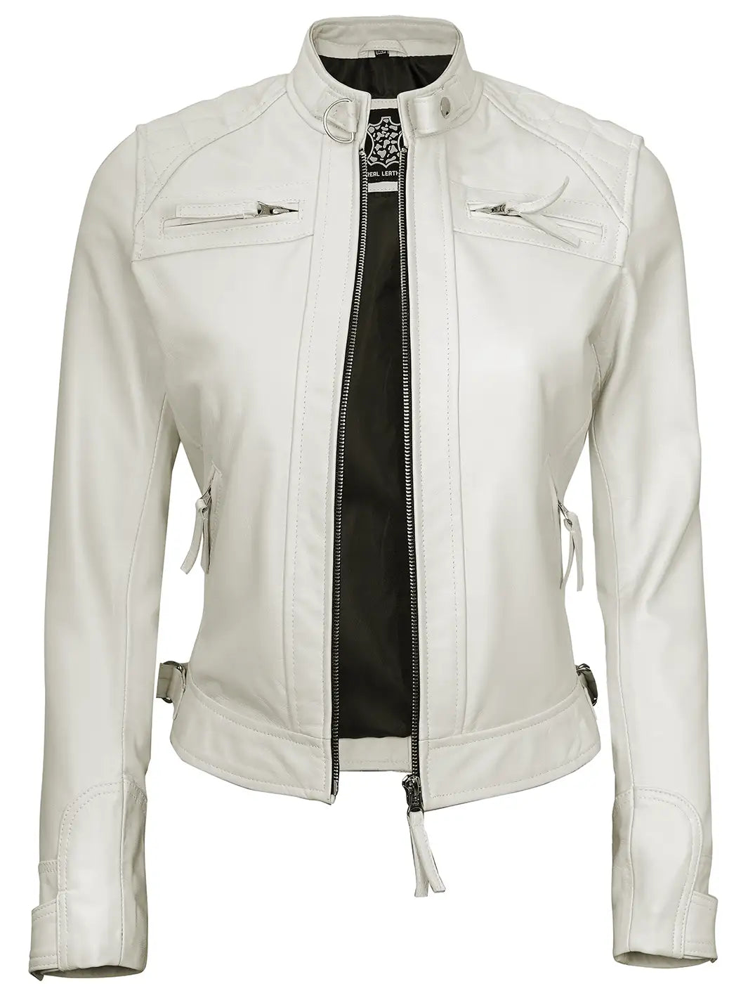Veste de moto en cuir pour femme