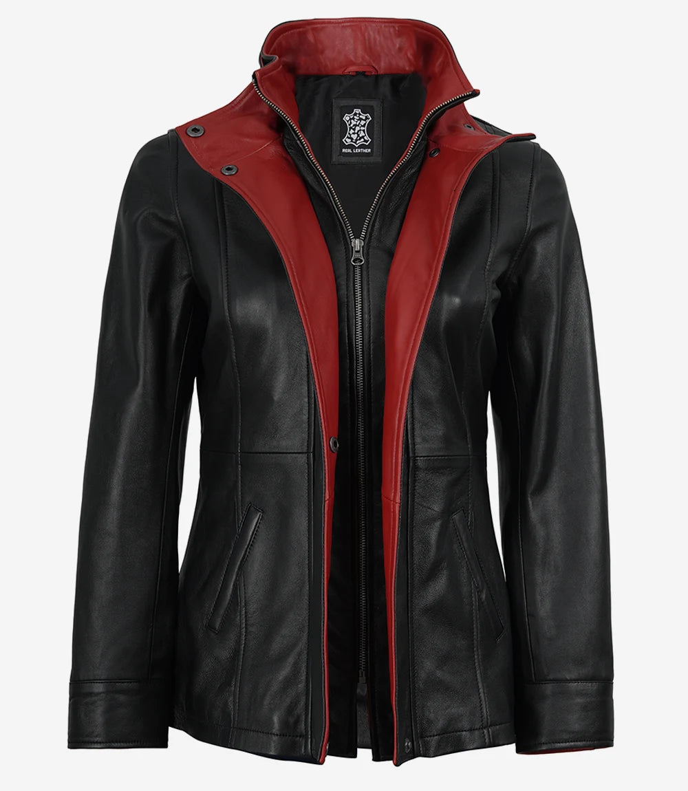 Femmes Noir Cuir Veste