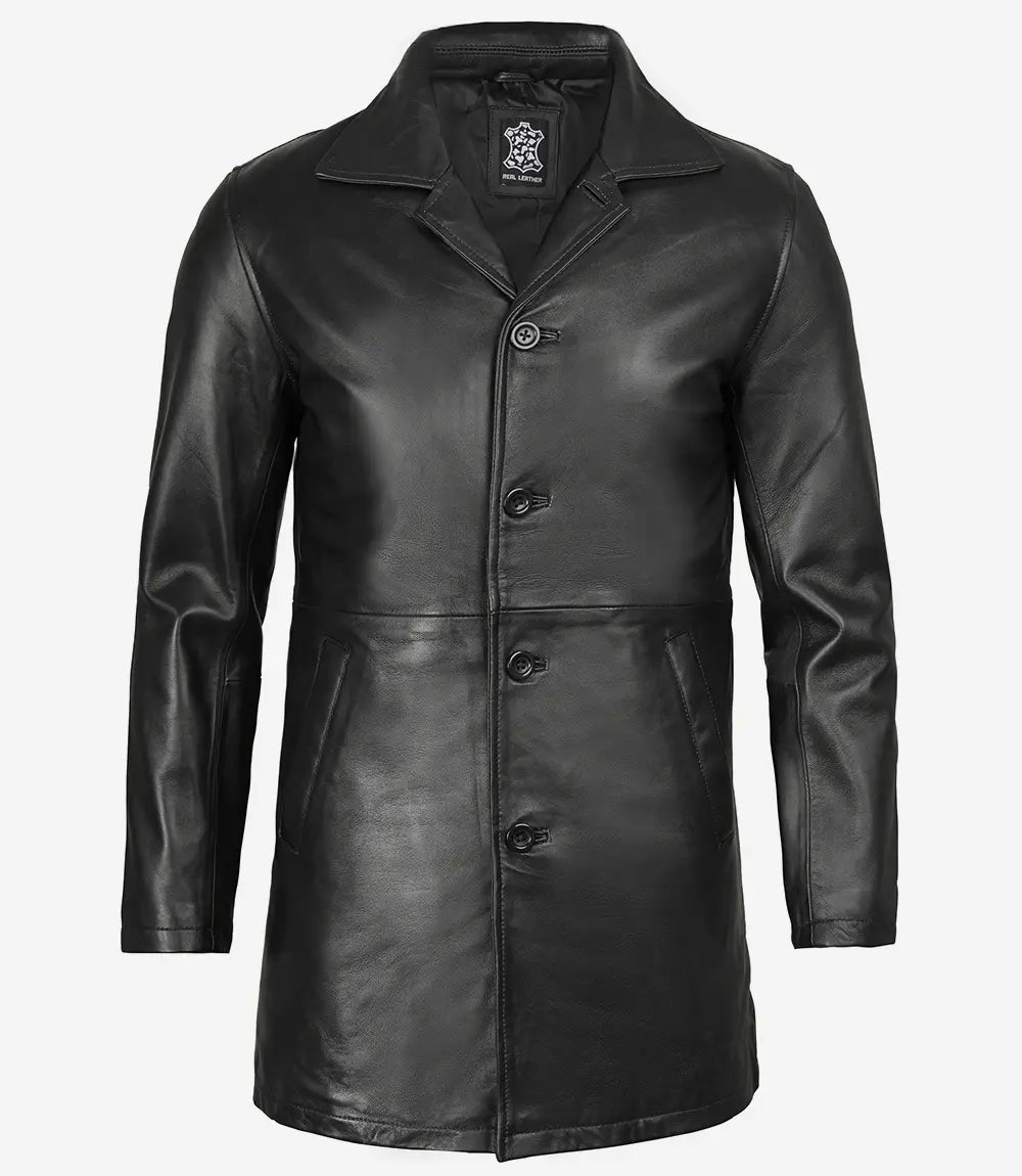 Winchester Manteau De Voiture En Cuir Véritable Noir Pour Homme