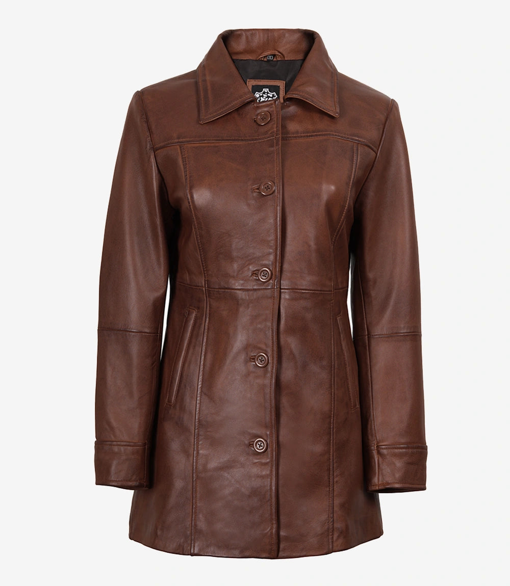 manteau de voiture en cuir véritable pour femme