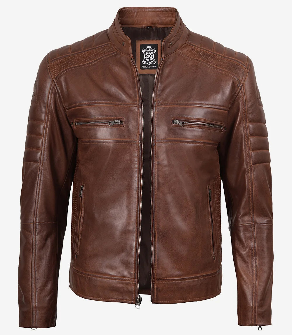 Hommes Café Racer Veste En Cuir