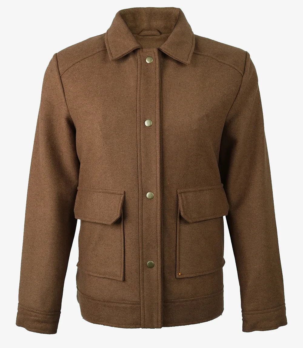 Femme Marron Veste En Laine