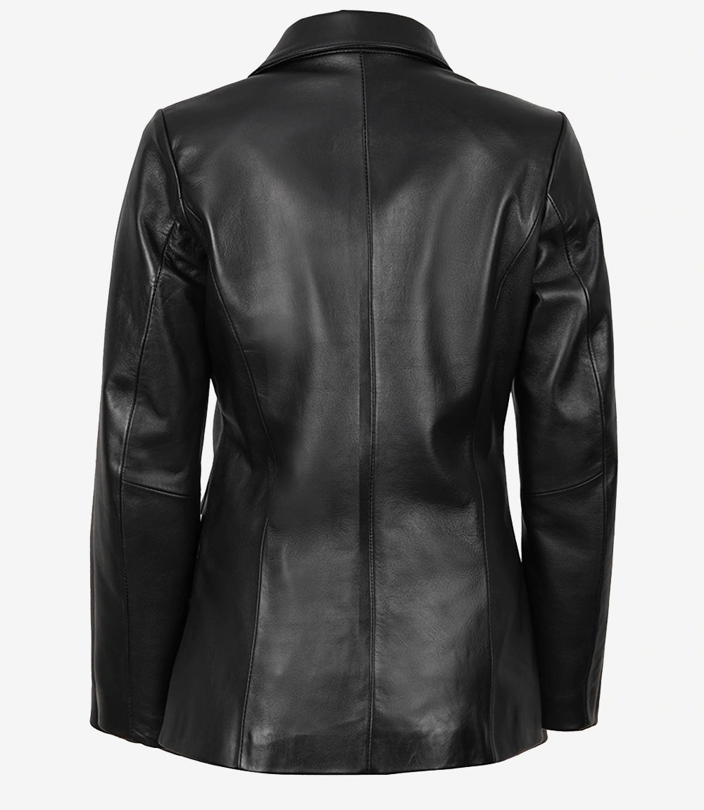 Blazer en cuir noir femme