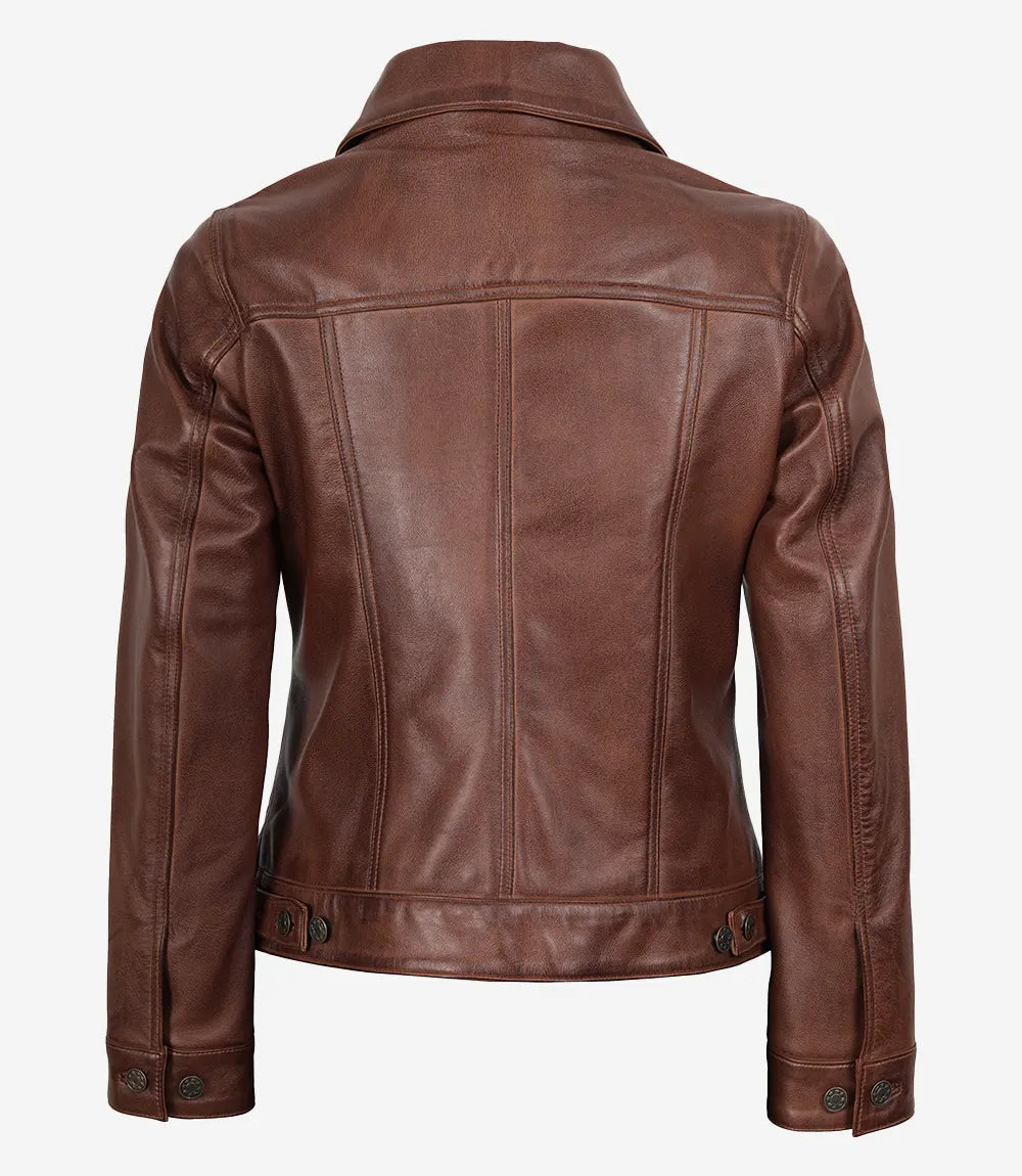 marron cognac pour veste cuir femme